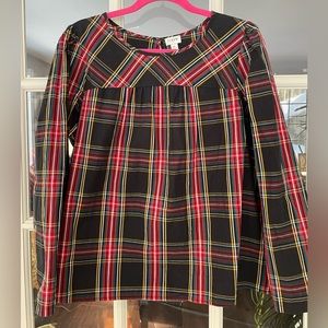 J. Crew Multicolor Plaid Blouse